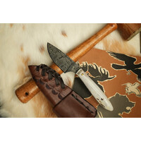 Silver Stag, Casper Caper Damascus Steel, Antler Slab Handle