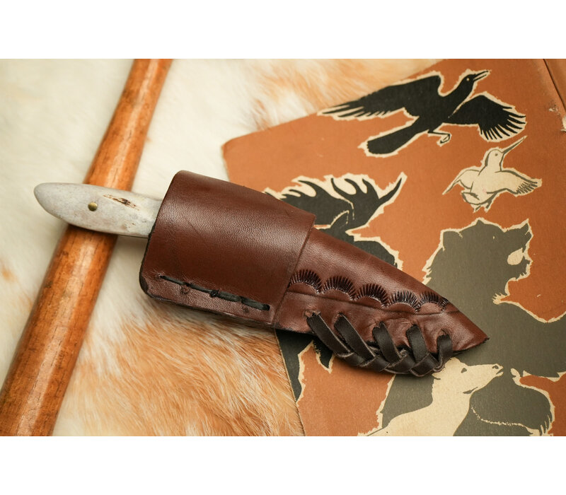 Silver Stag, Casper Caper Damascus Steel, Antler Slab Handle