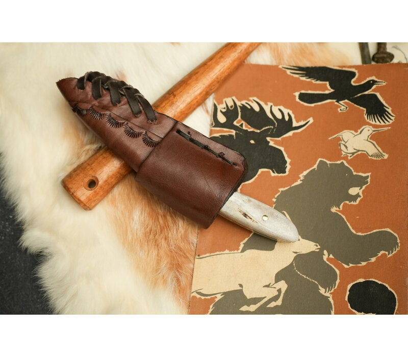 Silver Stag, Casper Caper Damascus Steel, Antler Slab Handle