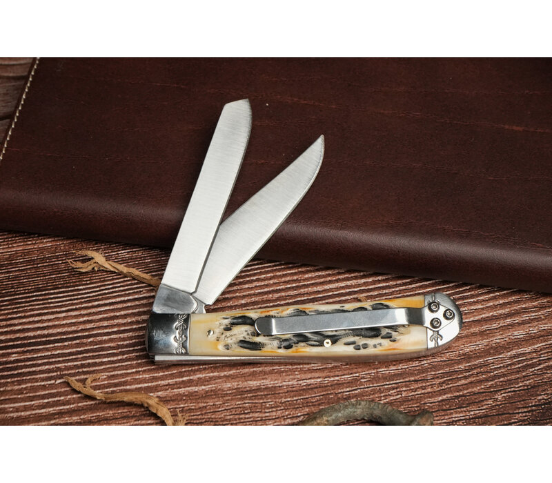 ABKT Roper Trapper Latigo Burnt Bone, Pocket Clip