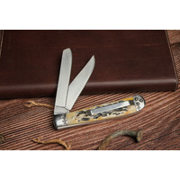 ABKT Roper Trapper Latigo Burnt Bone, Pocket Clip