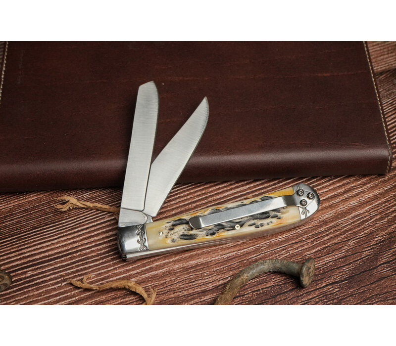 ABKT Roper Trapper Latigo Burnt Bone, Pocket Clip