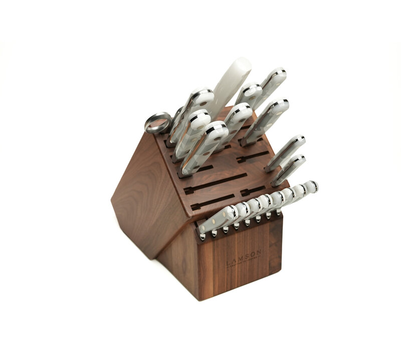 Lamson, ICE Forged 20Pc Block set, Natural Walnut Block, Fine Steak