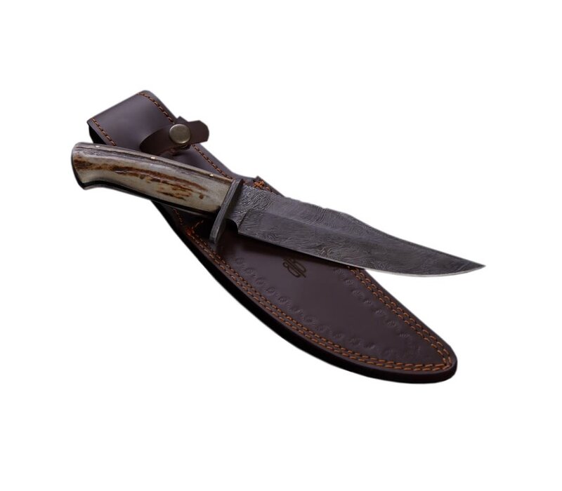 Buck N Bear King Stag Bowie Damascus Steel