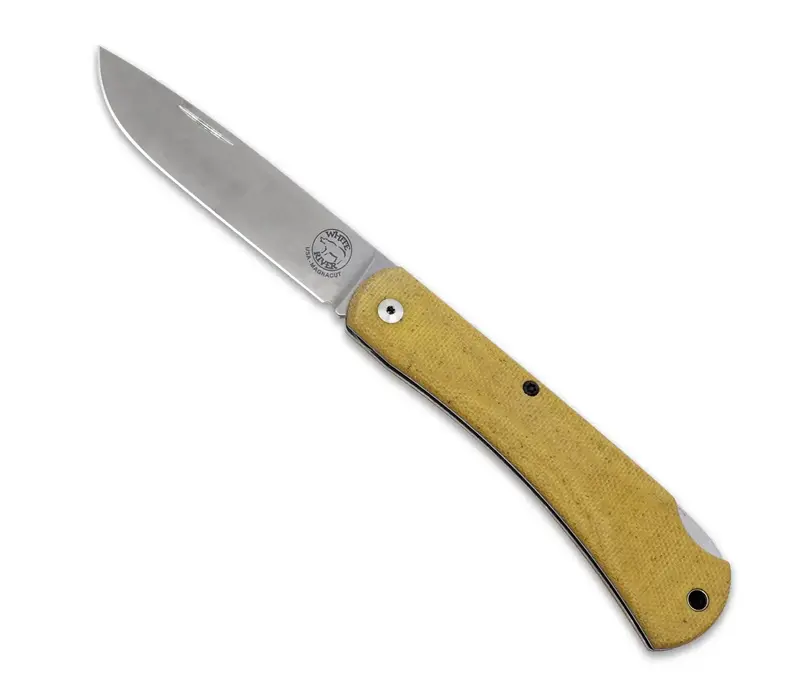 White River Mudbug, Natural Canvas Micarta, Magnacut Steel