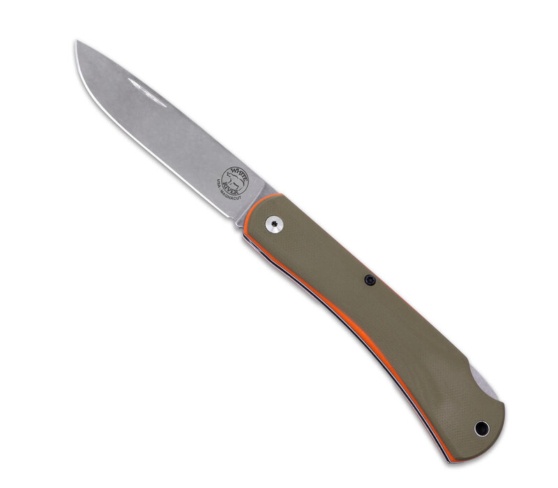 White River Mudbug, Green & Orange G10 Handle, Magnacut Steel