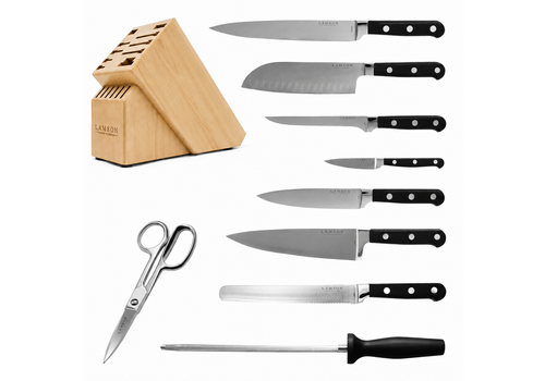 Lamson Lamson, MIDNIGHT Forged 10-Pc Knife Block set, Light Maple Block