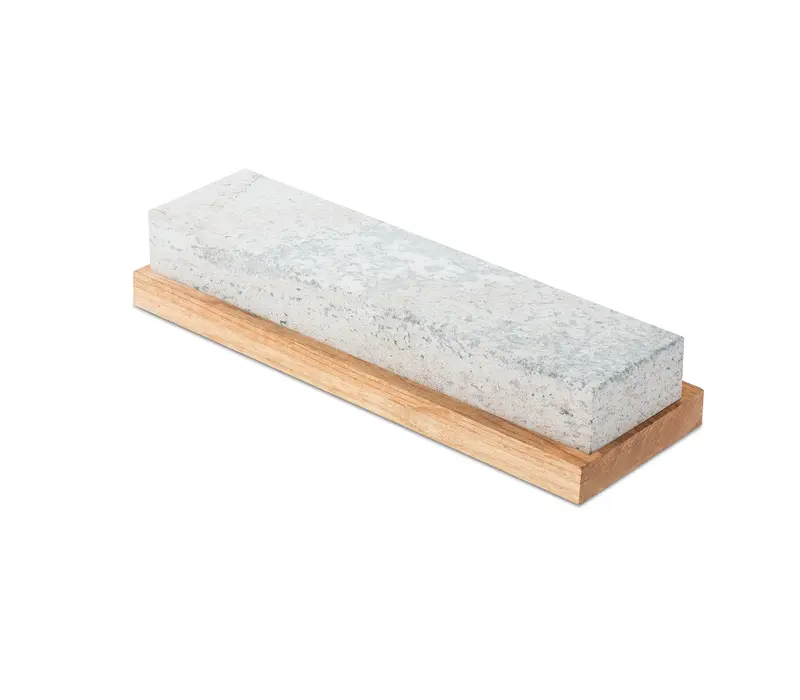 30318--Preyda, Wood Block Mounted Soft Arkansas Stone 8"x2"x1/2"