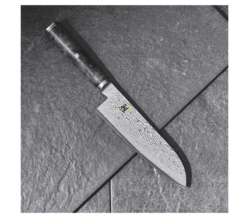 MIYABI, BLACK, 7" Fine Edge Santoku Damascus