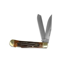 ABKT Roper Series  Double Action Lockback Trapper- Brown Jigged Bone,  1065 Carbon Steel