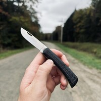 Case Cutlery, Crossroads Sod Buster Jr Black Burlap Laminate, CPM S35V