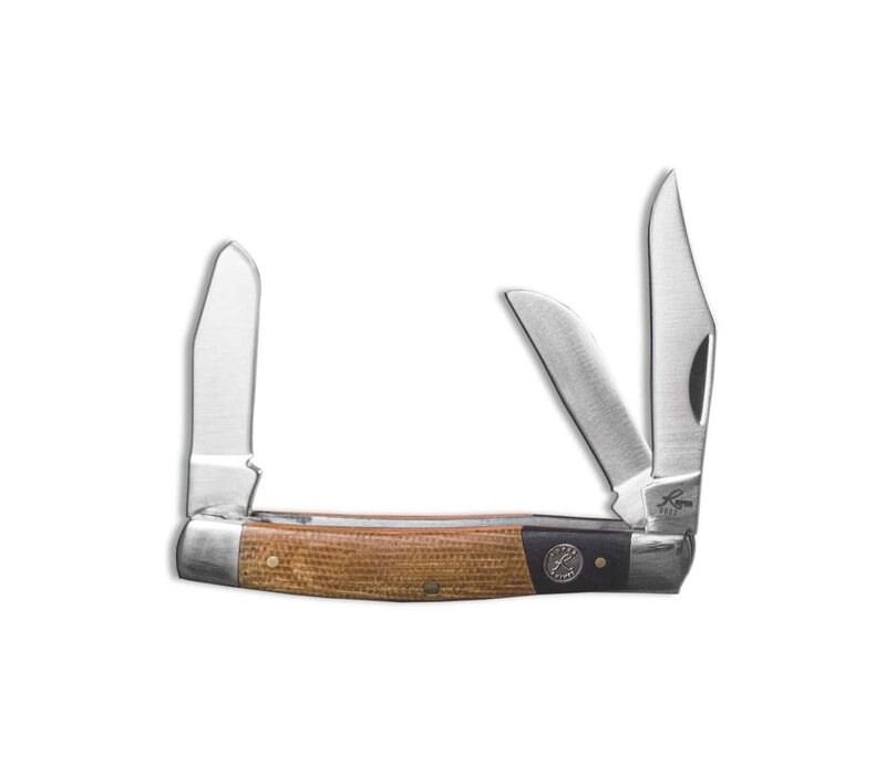ABKT Roper Series Rattler Stockman - Black & Tan Micarta, 1065 Carbon Steel