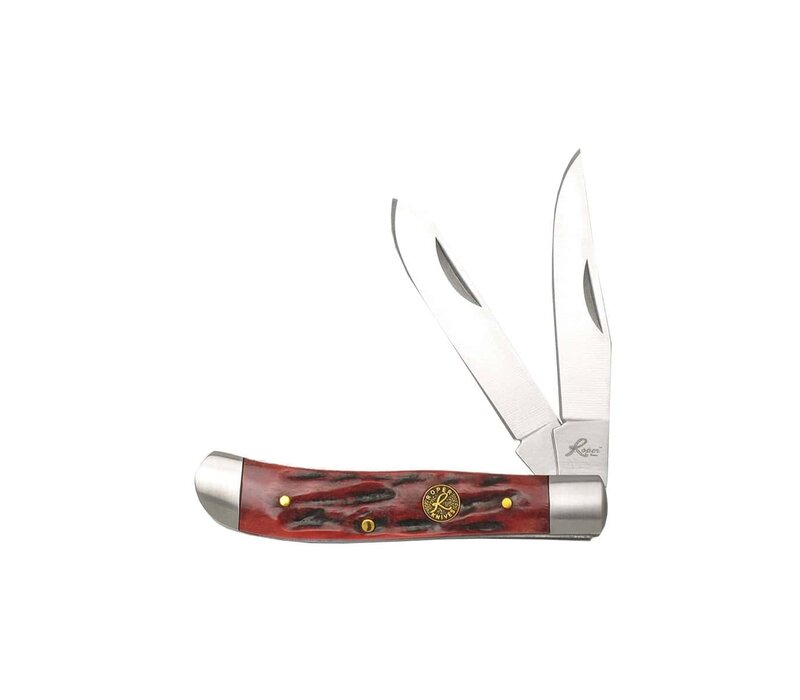 ABKT Roper Series Chaparral Mini Trapper Red Bone Handle, 1065 Carbon Steel