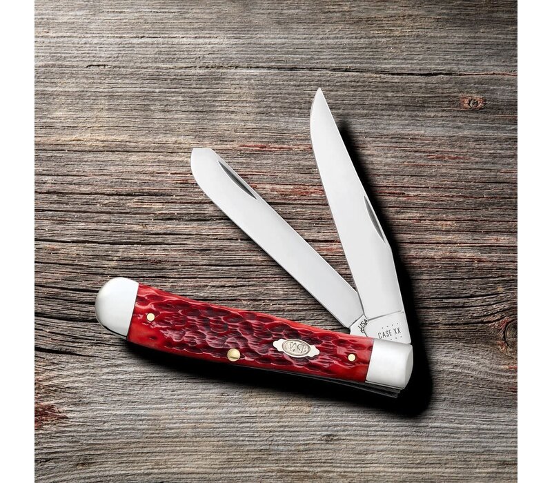 Case Cutlery Trapper Dark Red Bone Handle, Carbon Steel