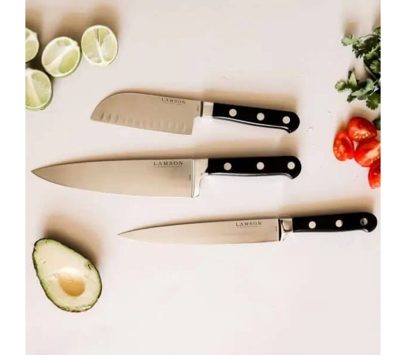 Lamson, Midnight Series 5″ Premier Forged Santoku Kullenschliff (Granton) Edge