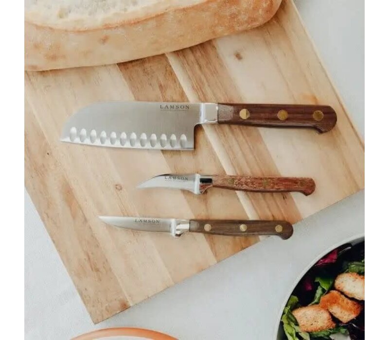 Lamson, Midnight Series 5″ Premier Forged Santoku Kullenschliff (Granton) Edge