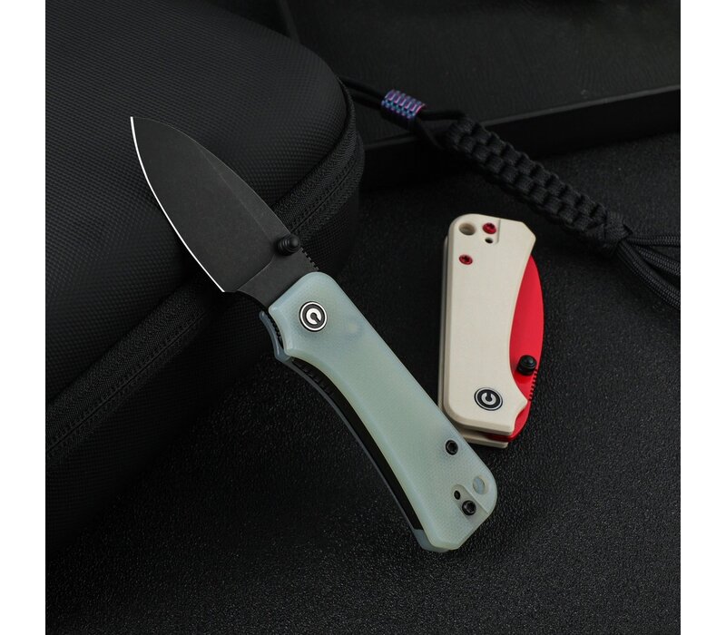Civivi, Baby Banter with a Black Blade and Natural G10 Handle. Also the Nitro-V stainless blade