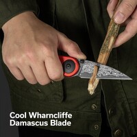 CIVIVI Starflare Button Lock, Red Aluminum, Damascus Steel