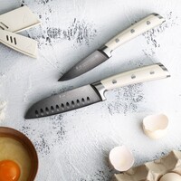 Cangshan 2pc Titanium Coated Santoku Starter Set Vanilla White