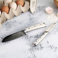 Cangshan 2pc Titanium Coated Santoku Starter Set Vanilla White