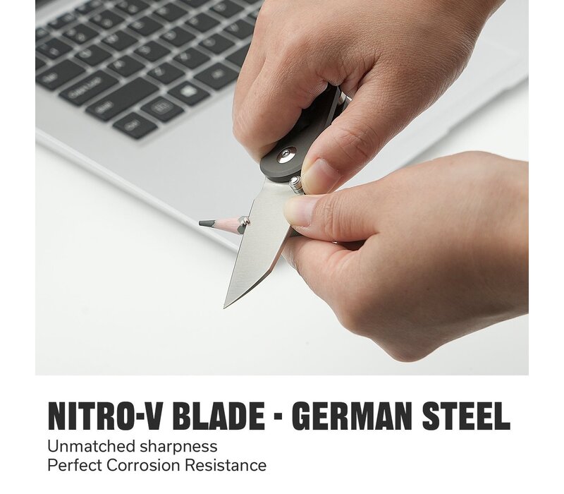 Civivi Pragma, with aluminum handle and Carabiner/Bottle Opener.  Also Nitro-V stainless blade.