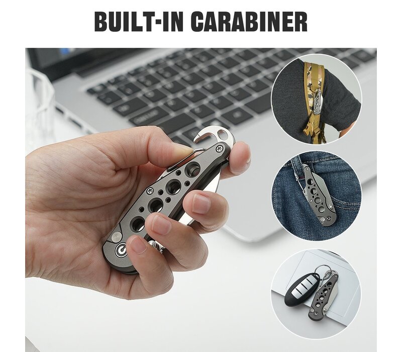 Civivi Pragma, with aluminum handle and Carabiner/Bottle Opener.  Also Nitro-V stainless blade.