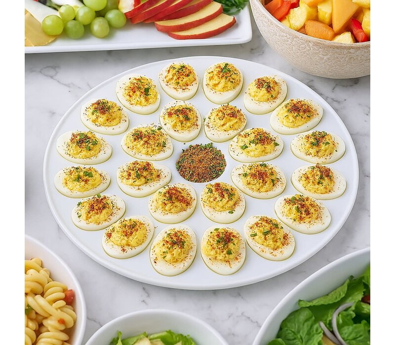 HIC Kitchen Porcelain Deviled Egg Dish 24 Slot