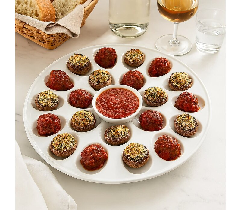 HIC Kitchen Porcelain Deviled Egg Dish 24 Slot