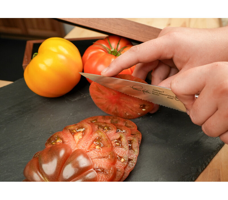 Cangshan Thomas Keller Signature Collection  5" Serrated Utility Knife with Walnut Box- Black