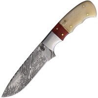 Buck n Bear Red Knight Hunter Damascus with Bone Handle