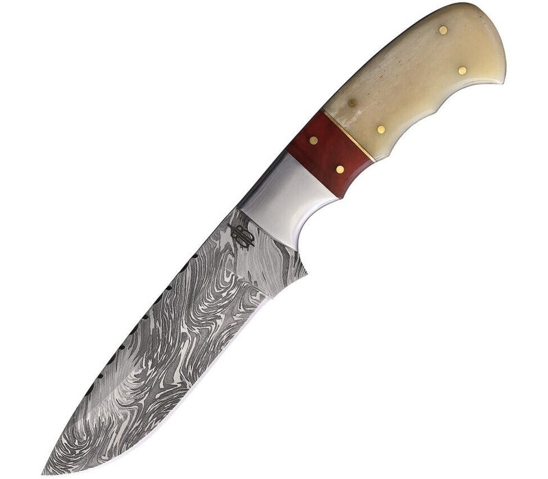 Buck n Bear Red Knight Hunter Damascus with Bone Handle