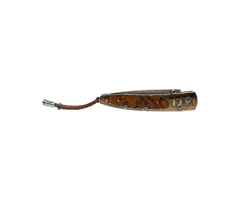 William Henry - B10 "Taos", Mokume Frame W Spalted Beachwood Inlay, "Wave" Damascus Blade