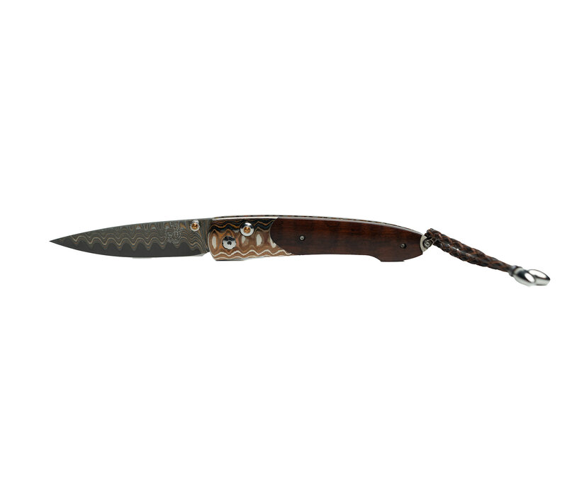 William Henry - B10 "Red Creek" Folder, Copper Wave Damascus, Mokume/Snakewood Handle