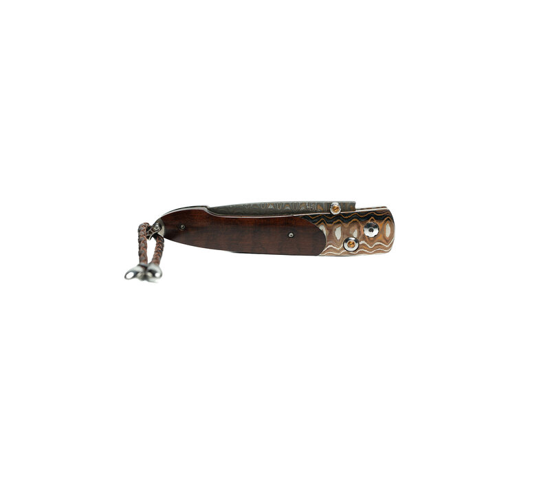 William Henry - B10 "Red Creek" Folder, Copper Wave Damascus, Mokume/Snakewood Handle