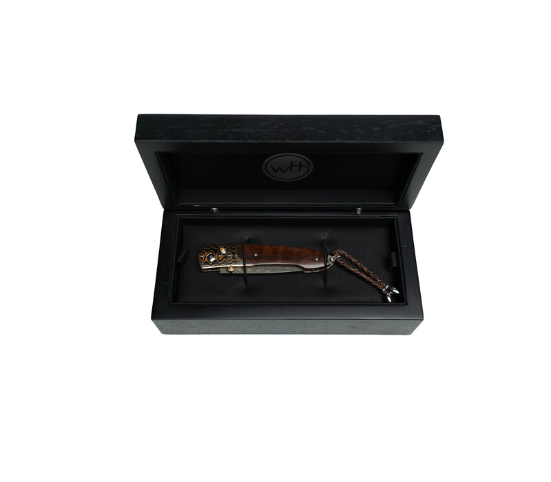 William Henry - B10 "Red Creek" Folder, Copper Wave Damascus, Mokume/Snakewood Handle