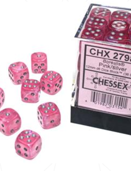 Borealis Luminary Pink/silver 12mm D6 - Chessex