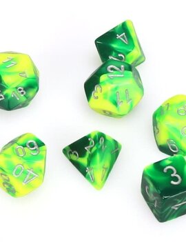 Chessex: Gemini Green-Yellow With Silver Sets