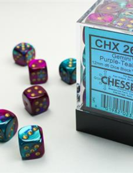 Gemini Purple-Teal/Gold 12mm D6 - Chessex