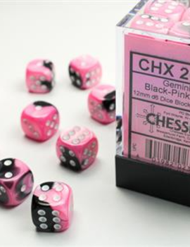 Gemini Black-Pink/White 12mm D6 - Chessex