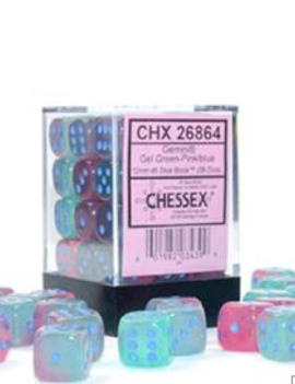 Gel Green Pink/blue 12mm D6 Gemini - Chessex