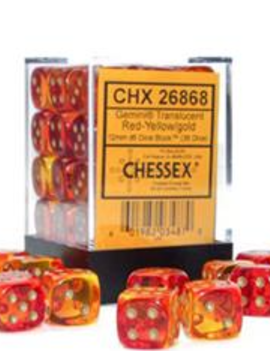 Red-Yellow/gold 12mm D6 Gemini - Chessex