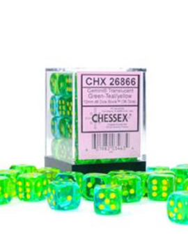 Green-Teal/yellow 12mm D6 Gemini - Chessex