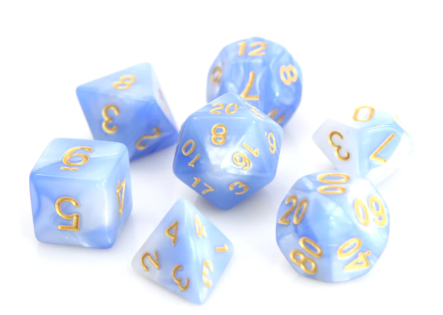 Blue and White Marble - Die Hard Dice RPG Set