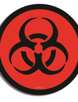 Round Biohazard sticker (red) 4x4 Bumper Sticker/Magnet