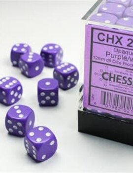 Purple w/ White: Opaque 12mm D6 -  Chessex