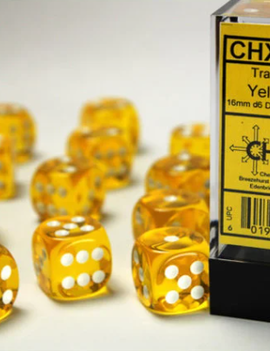 Yellow w/ White: Translucent 16mm D6 - Chessex