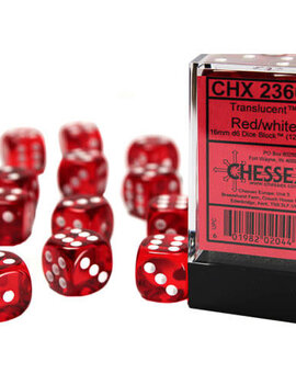 Red w/ White: Translucent 16mm D6 - Chessex