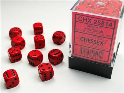 Red w/ Black: Opaque 12mm D6 Chessex