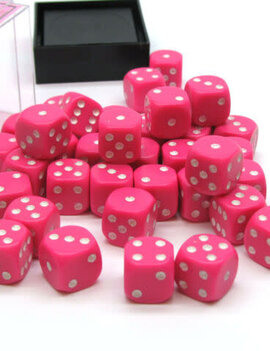 Pink w/ White: Opaque 12mm D6 - Chessex