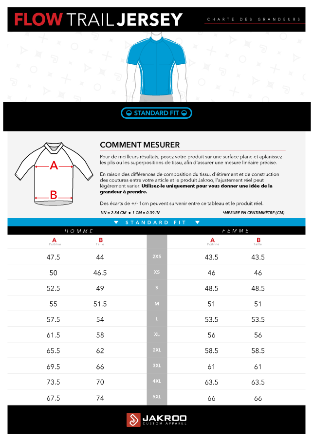 Charte des grandeurs FLOW SS